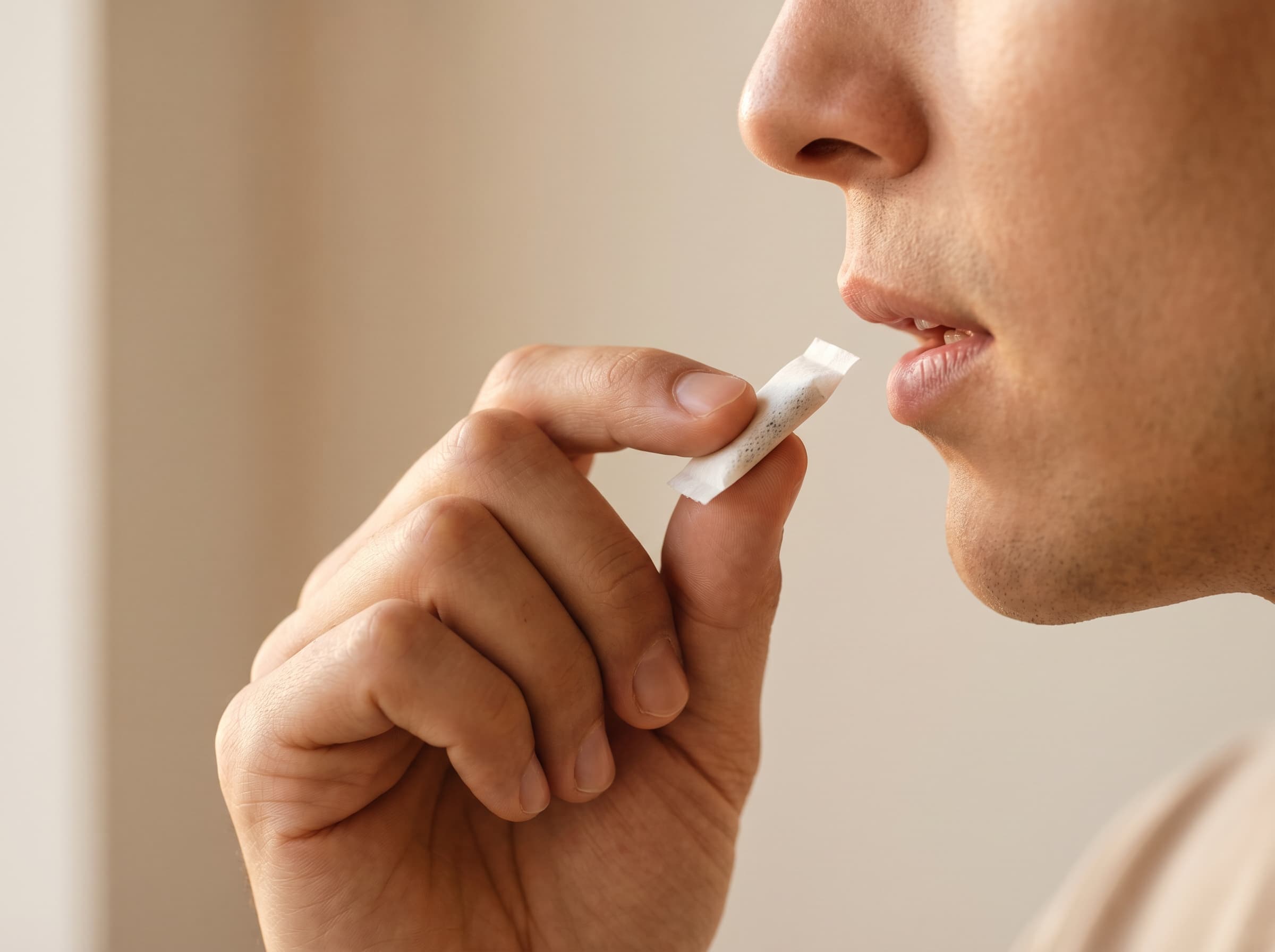 como colocar bolsa de nicotina gesto uso encia labio